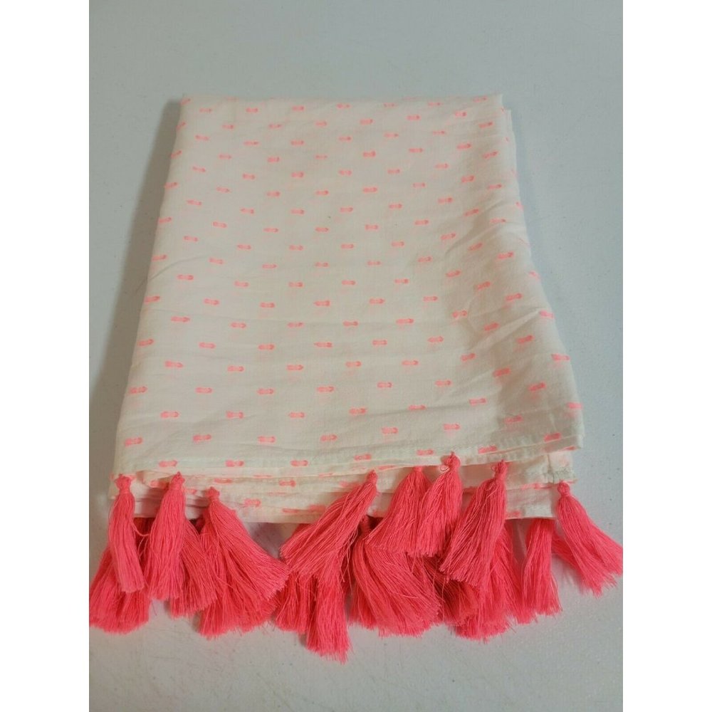 White and Pink Infinity Scarf With Pink Tassles Old Navy One Size